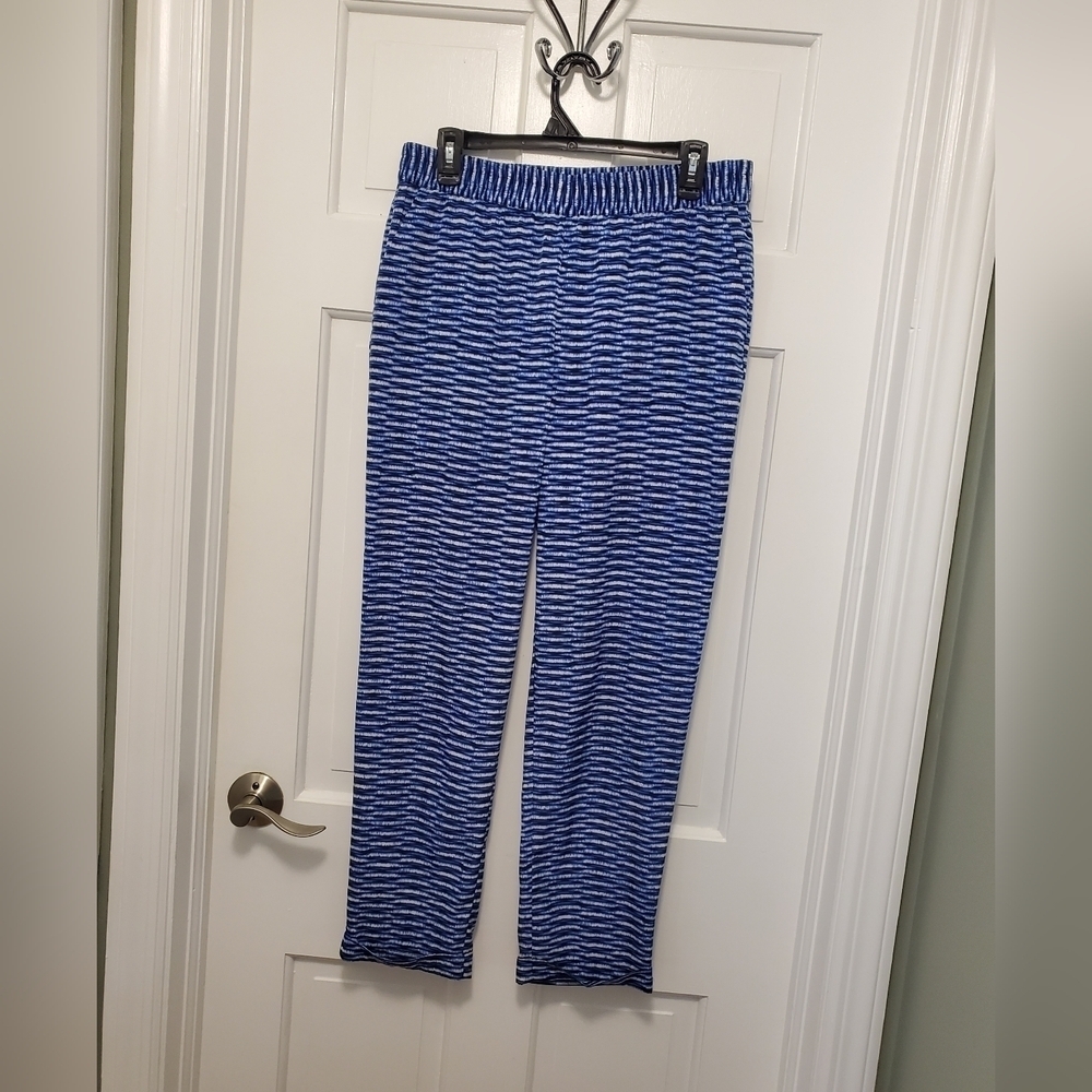 Chico's Pull-on Pants Women's Size 0.5 Ankle/Medium Blue White, Boho, Fun, Light